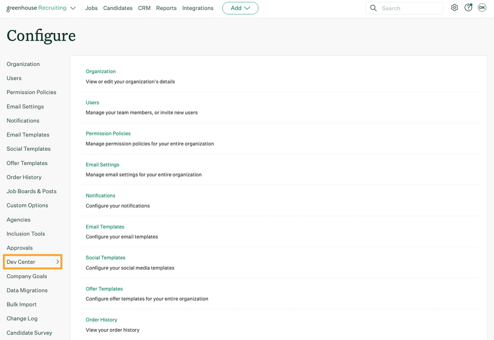 Navigate to Dev Center