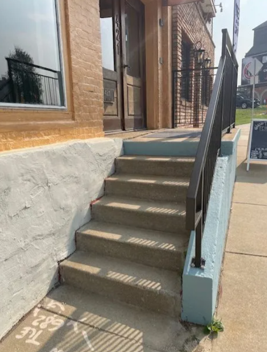 Steps located in front of the building