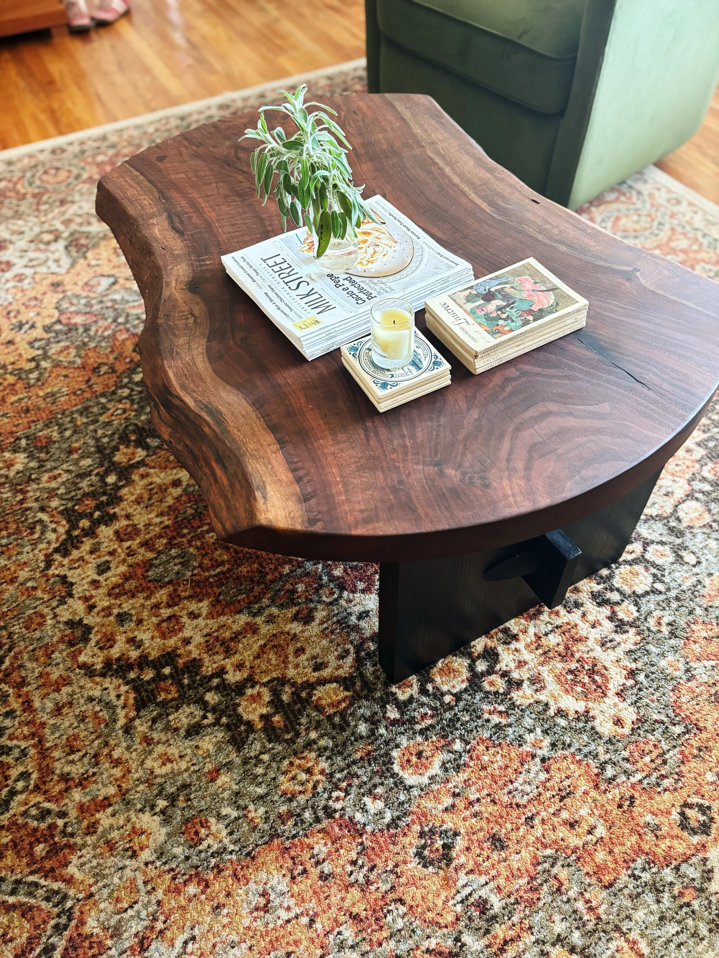Heritage Coffee table in Bastogne Walnut and Ebonized Ash base

-$2,800-- Contact us for availability-