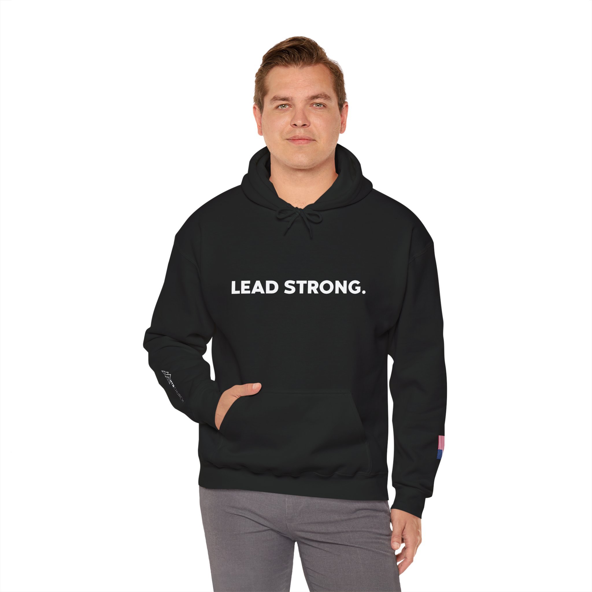 Men's LEAD STRONG Hoodie — Embroidered Pullover Sweatshirt