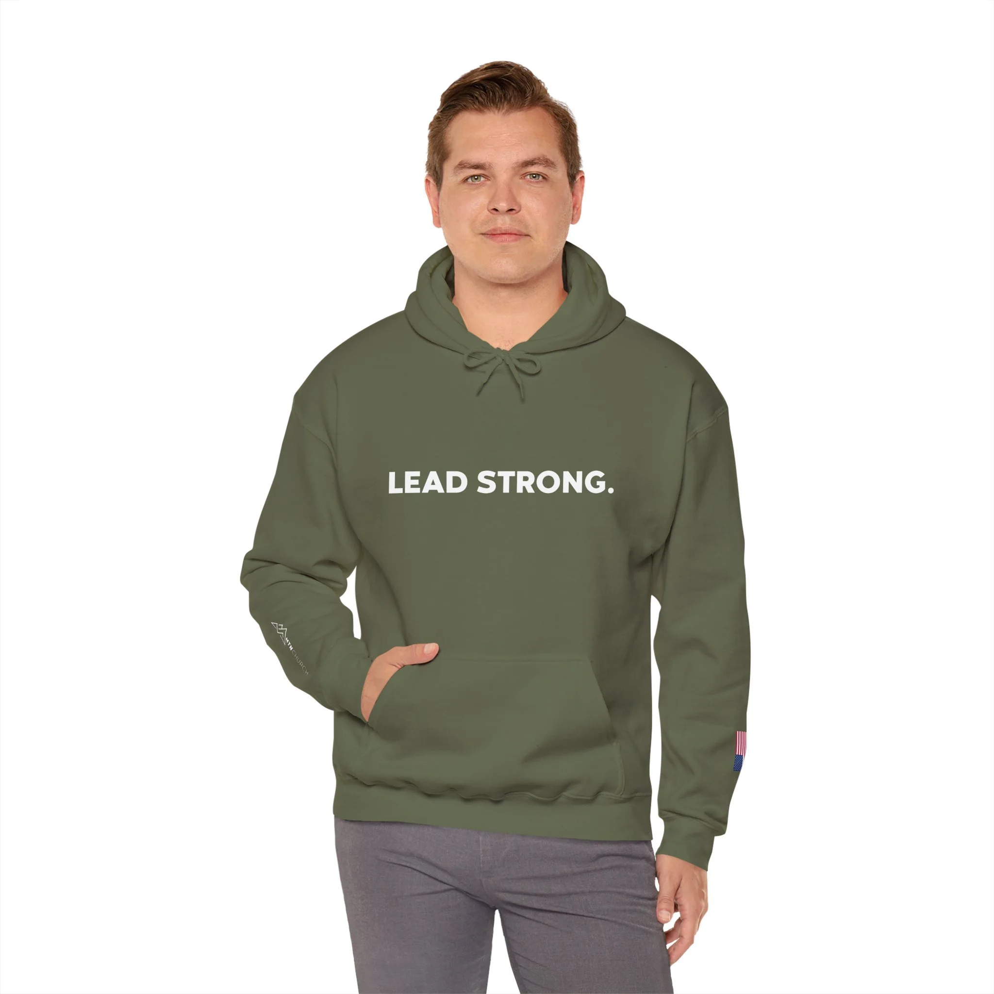 Men's LEAD STRONG Hoodie — Embroidered Pullover Sweatshirt