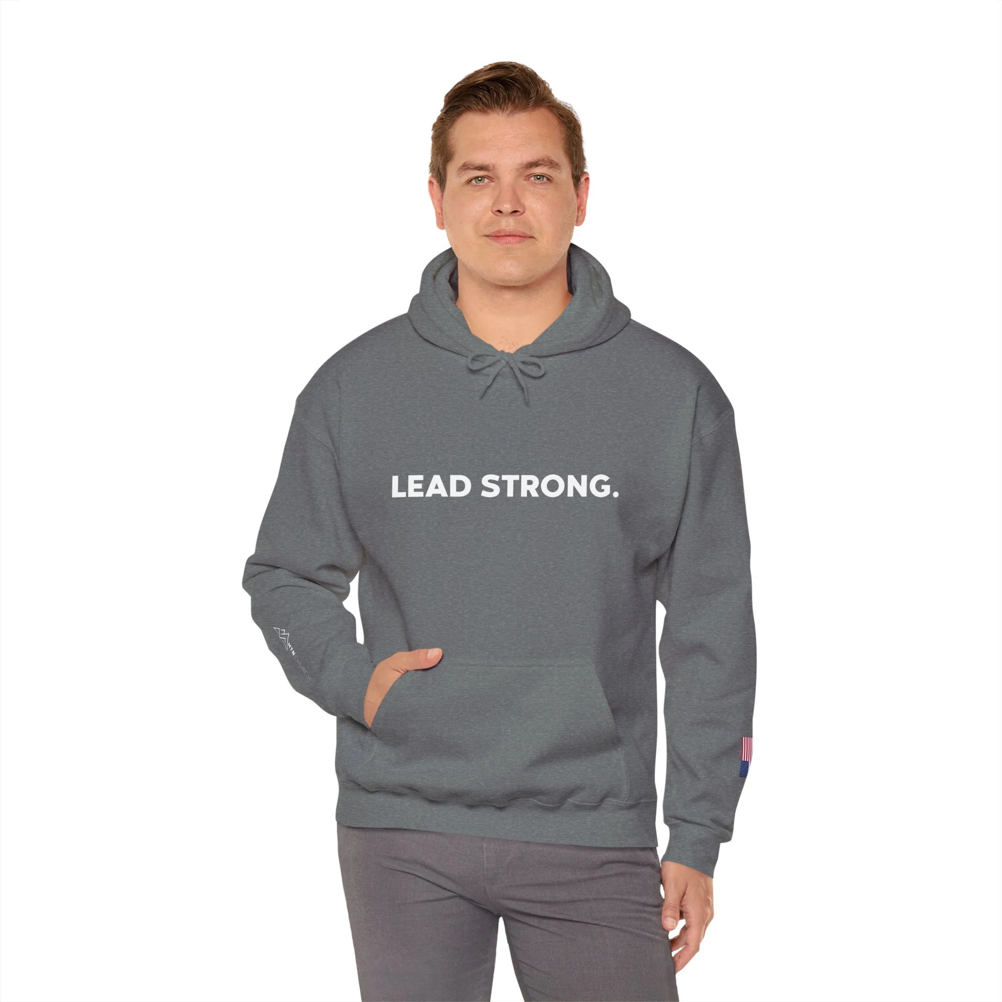 Men's LEAD STRONG Hoodie — Embroidered Pullover Sweatshirt