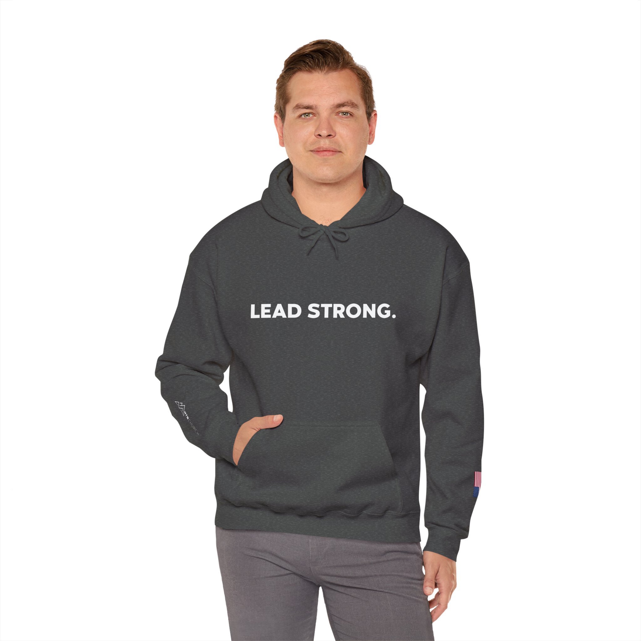 Men's LEAD STRONG Hoodie — Embroidered Pullover Sweatshirt