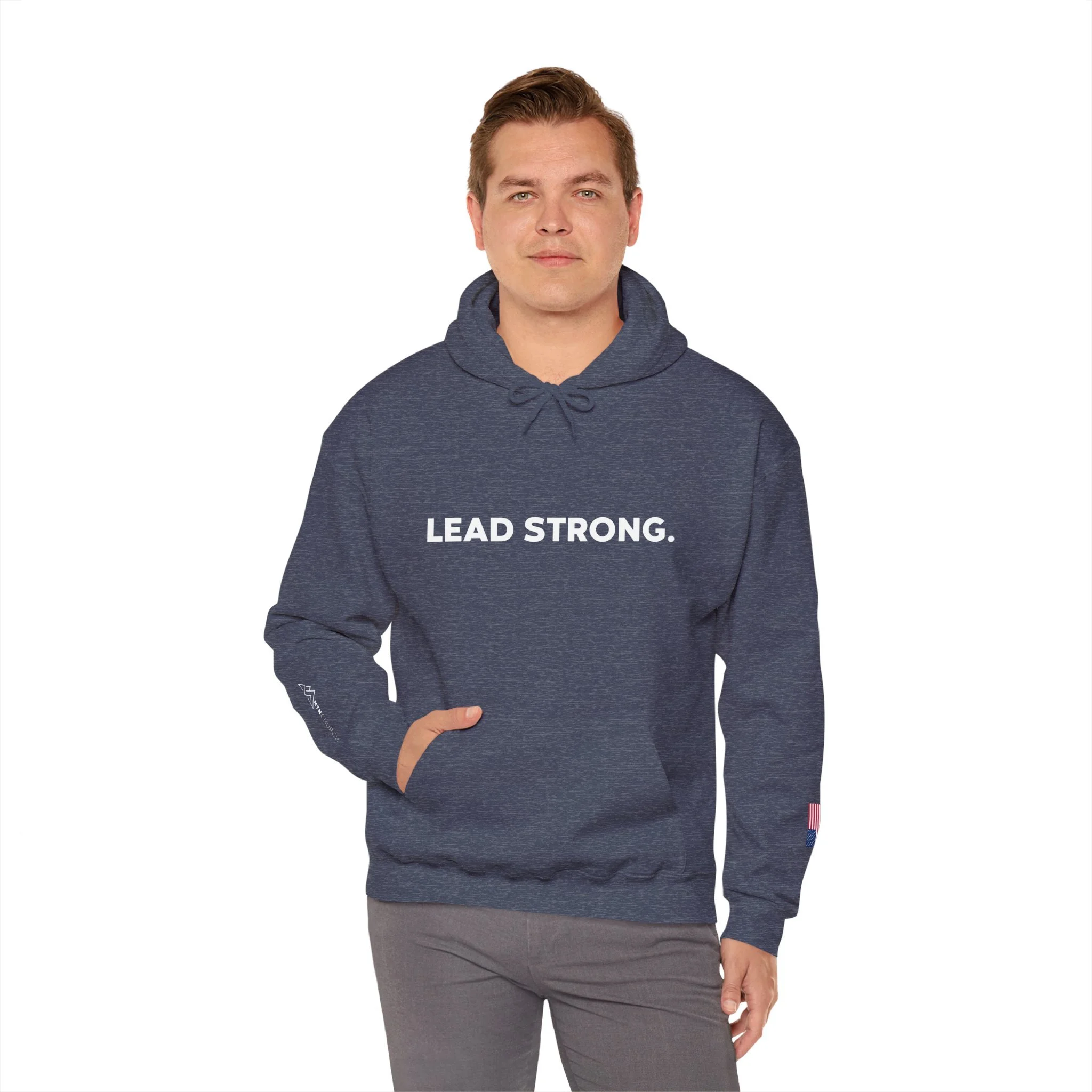 Men's LEAD STRONG Hoodie — Embroidered Pullover Sweatshirt