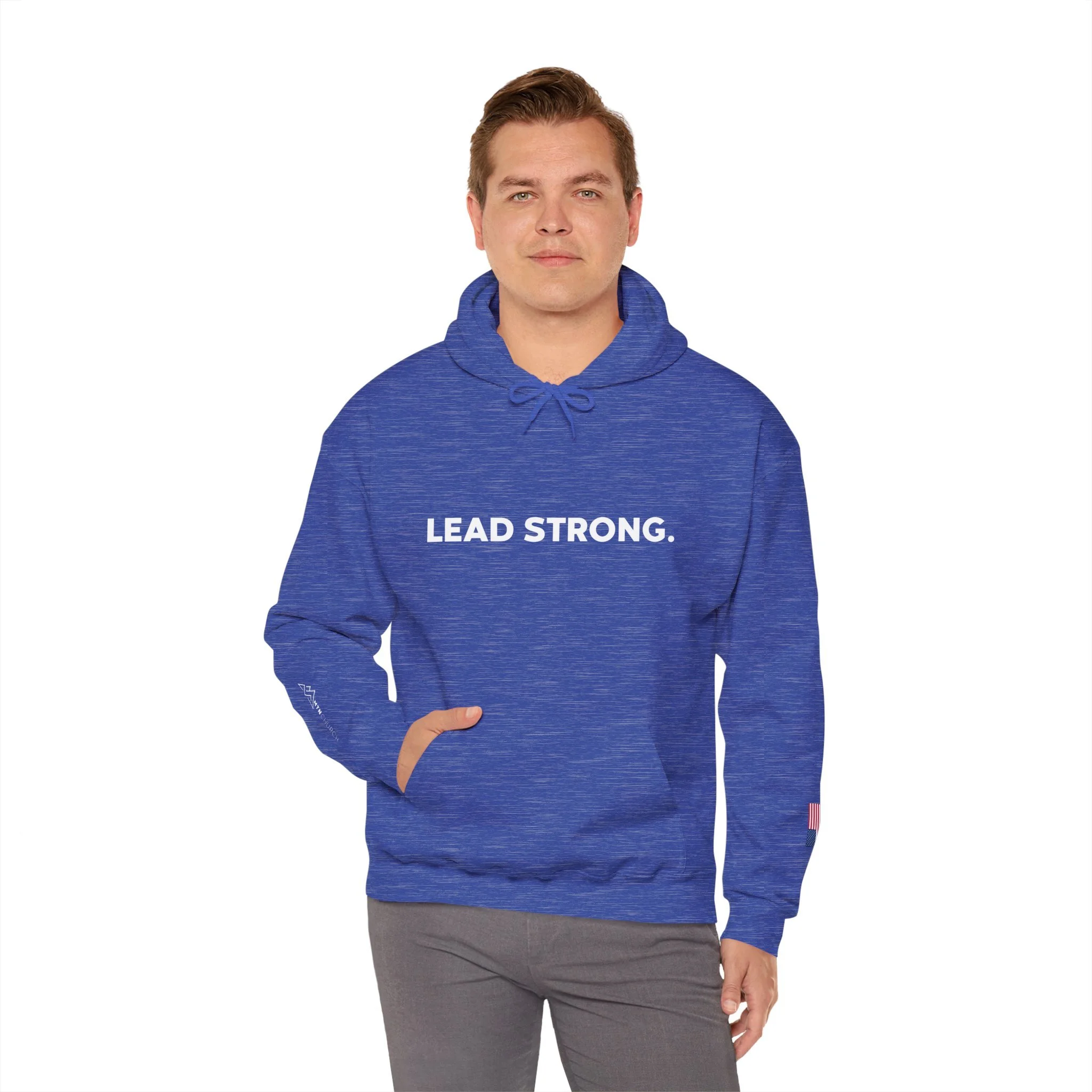 Men's LEAD STRONG Hoodie — Embroidered Pullover Sweatshirt