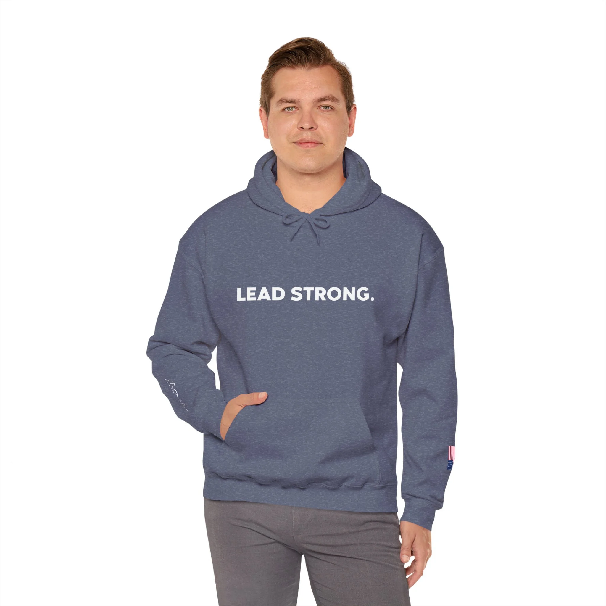 Men's LEAD STRONG Hoodie — Embroidered Pullover Sweatshirt