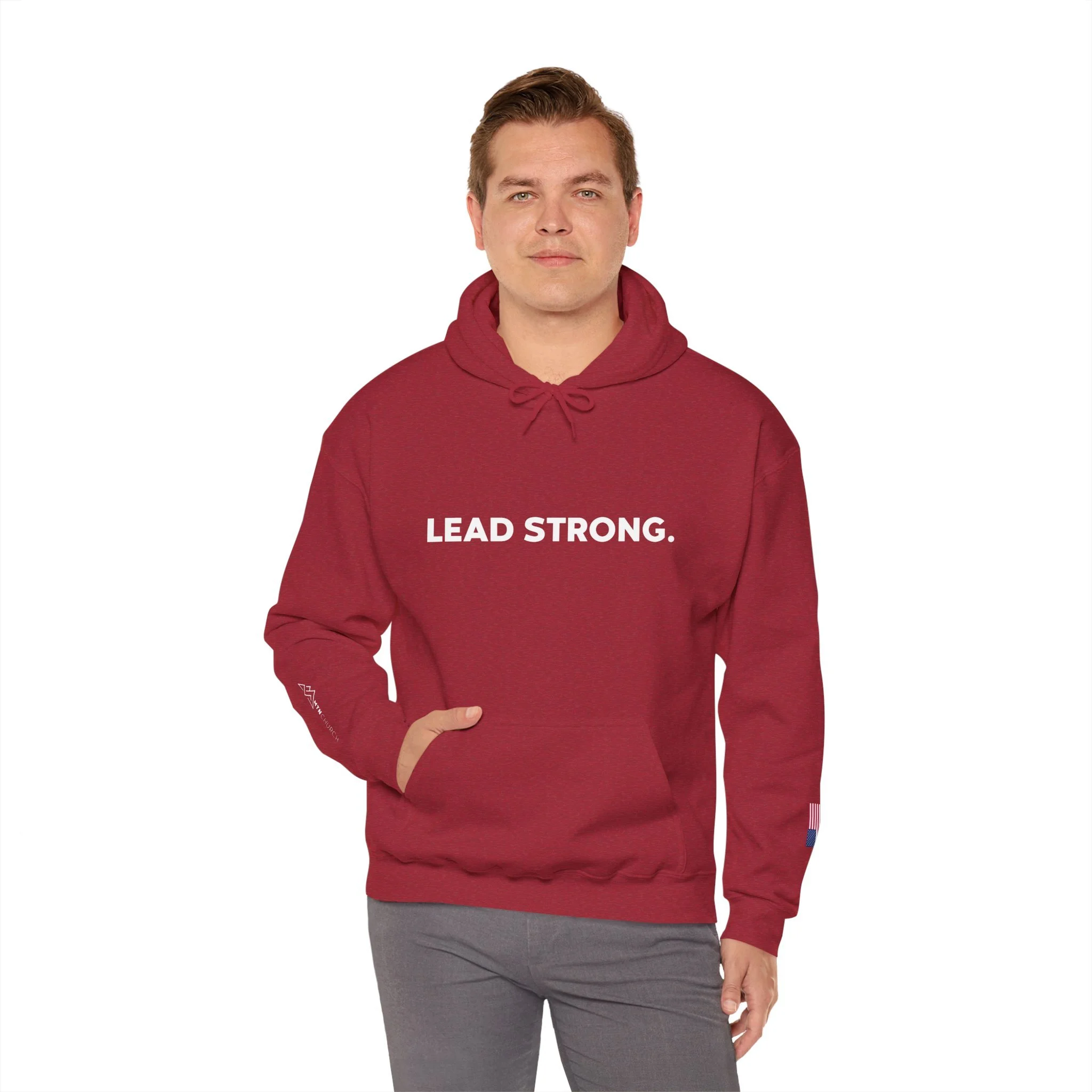 Men's LEAD STRONG Hoodie — Embroidered Pullover Sweatshirt