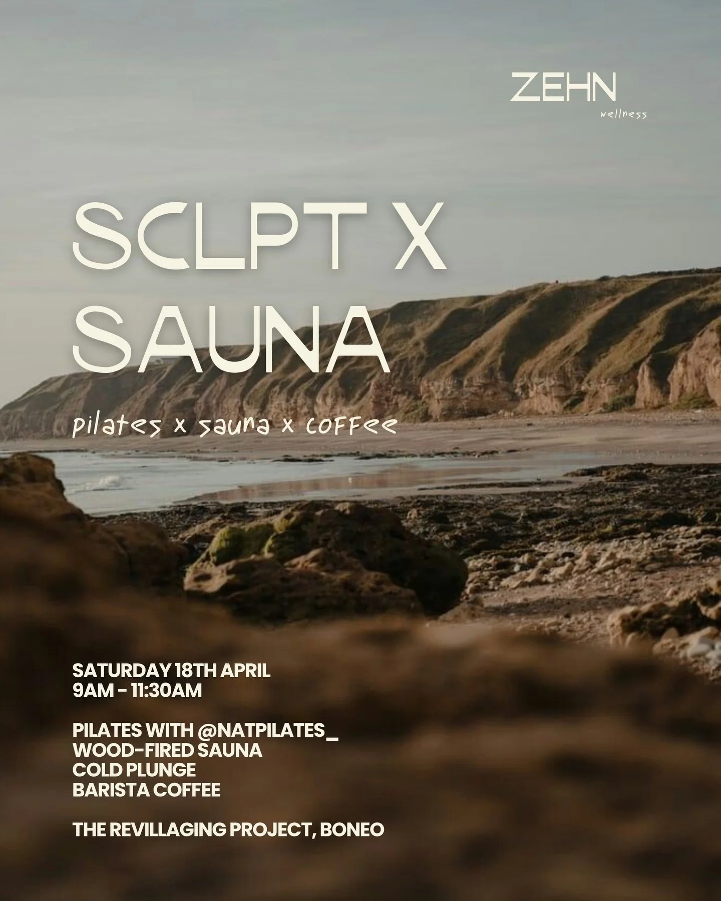 @zehnwellness presents SCLPT x SAUNA // Build heat. Then recover in it. 45 minutes of SCLPT. pilates with @natpilates_ followed by a full hour of wood-fired sauna x cold plunge rotations. Barista coffee brought to you between sessions.

Saturday 18th