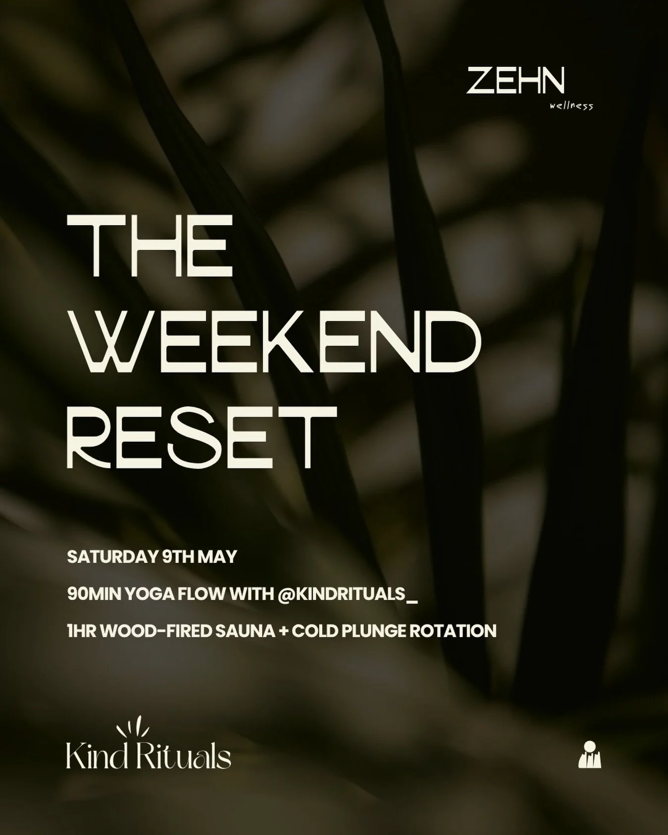 @zehnwellness x @kindrituals__ ☁️ The Weekend Reset

Some mornings are worth protecting. This is one of them.

On Saturday 9th May, we&rsquo;re opening up the ZEHN Wellness space at Waves Farm for a full morning of movement and recovery. 

Kind Ritua