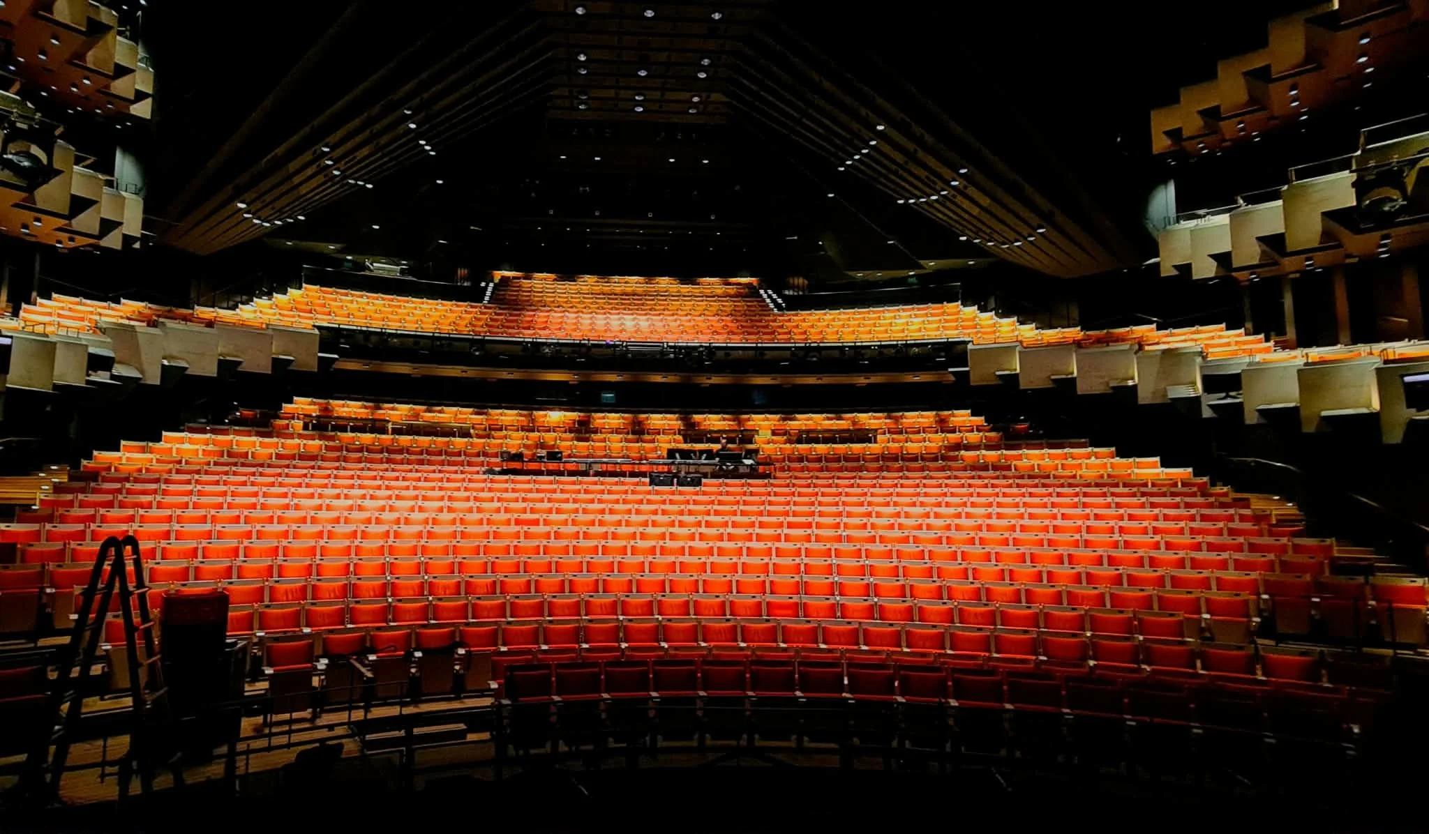 View of the auditorium at Joan Sutherland Theatre, Sydney Opera House taken from the stage