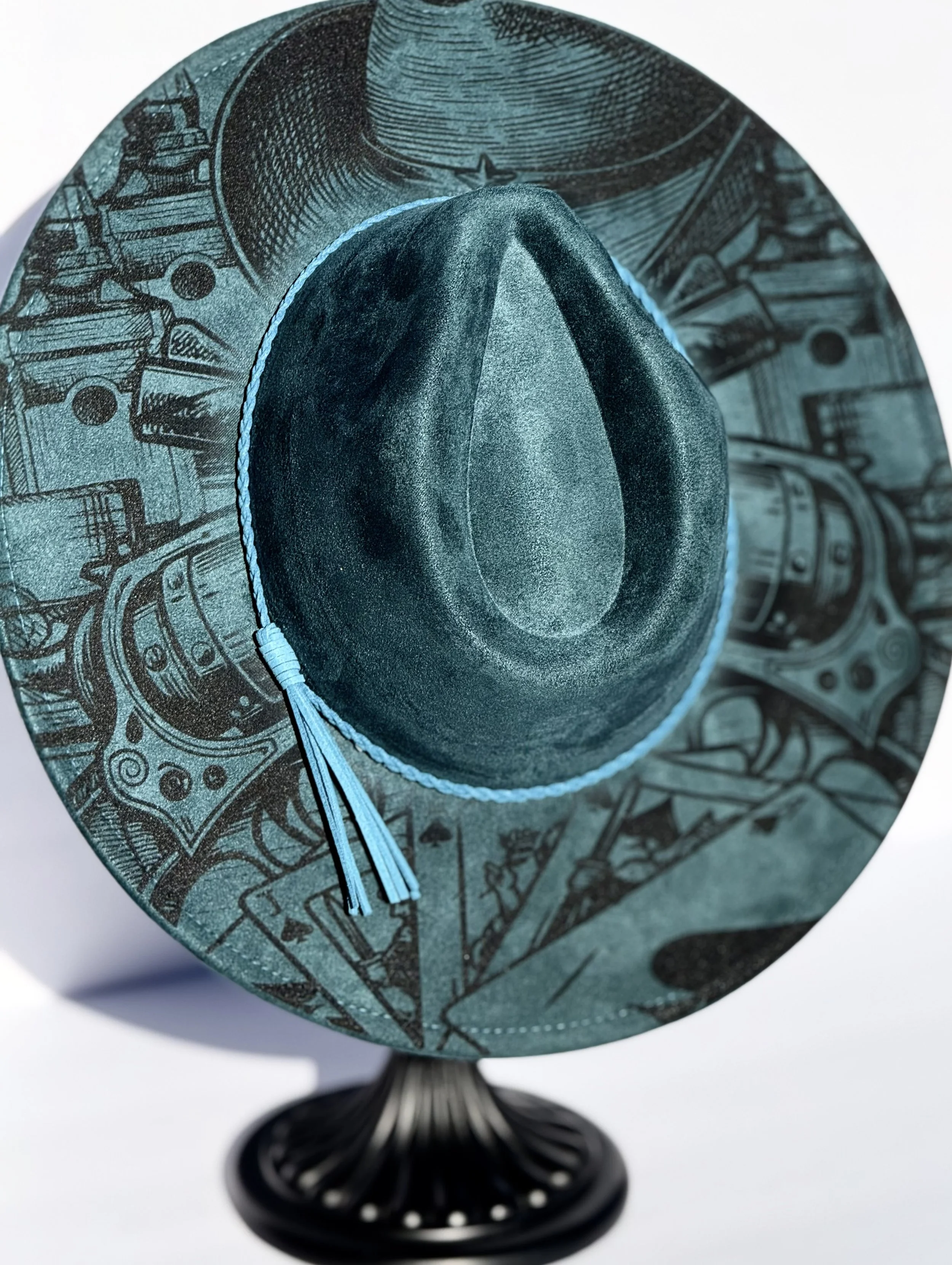 Gunslinger on Sea Green Wide Brim Hat
