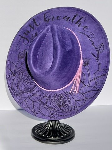 Just Breathe on Dark Purple Wide Brim Hat