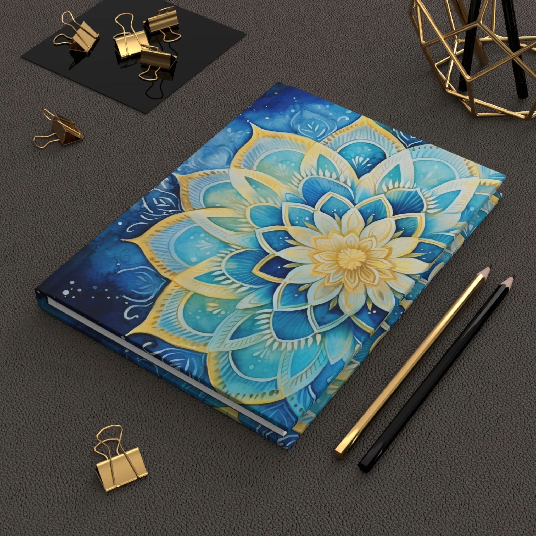 Blue Gold Floral Meditation Hardcover Journal