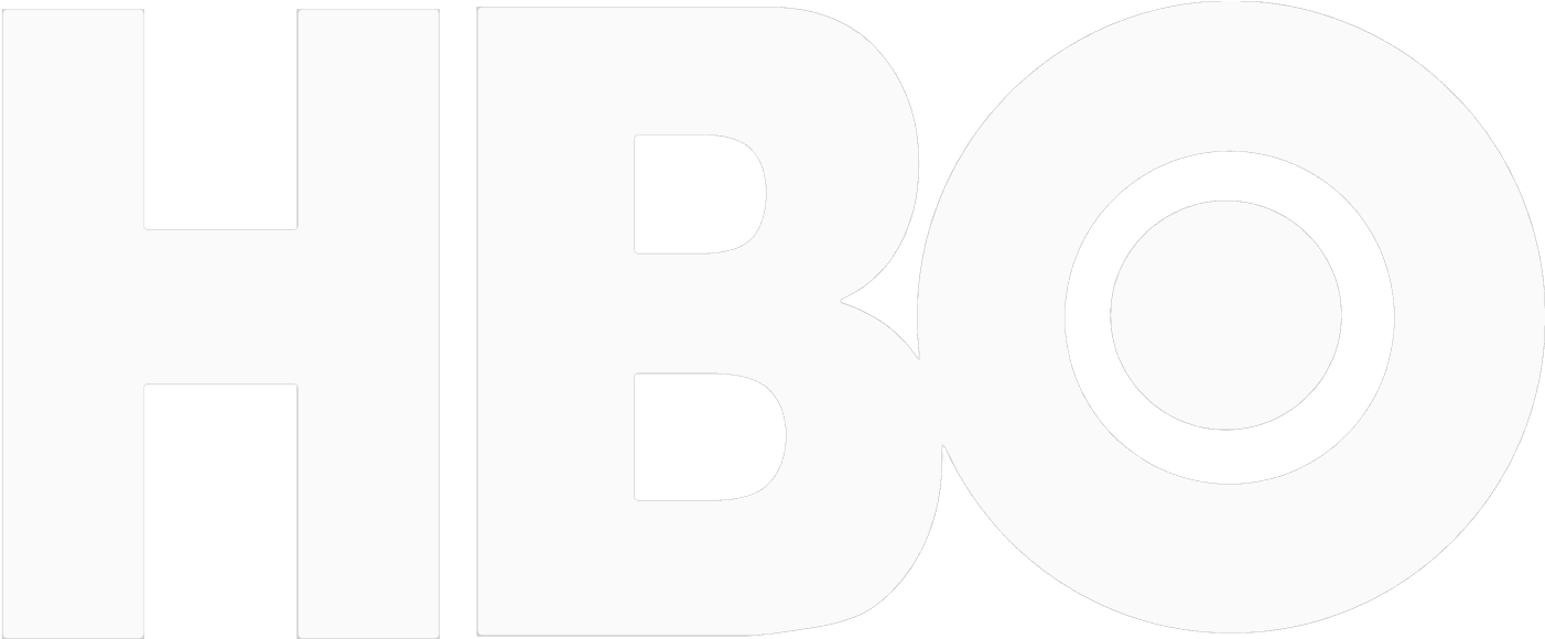 Close-up of the HBO logo in black and white.