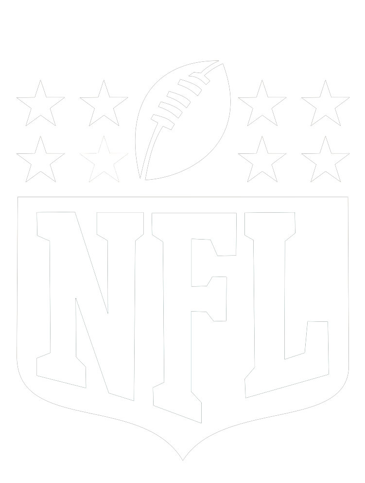 Black and white NFL logo featuring a football, stars, and the letters NFL.