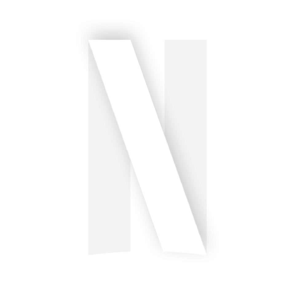 The Netflix logo with a three-dimensional white letter N on a black background.