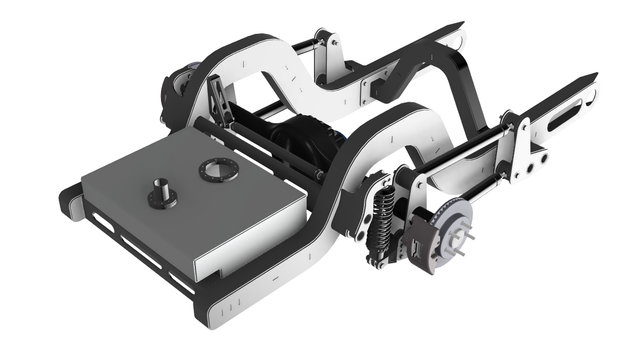 A robotic mechanical device with metal parts, springs, and a control box, designed for automation or precise movement.