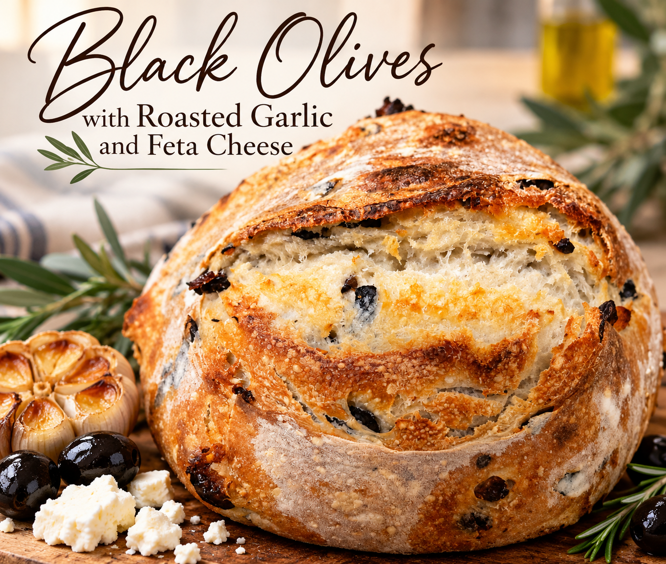 Black Olives with Roasted Garlic & Feta Cheese