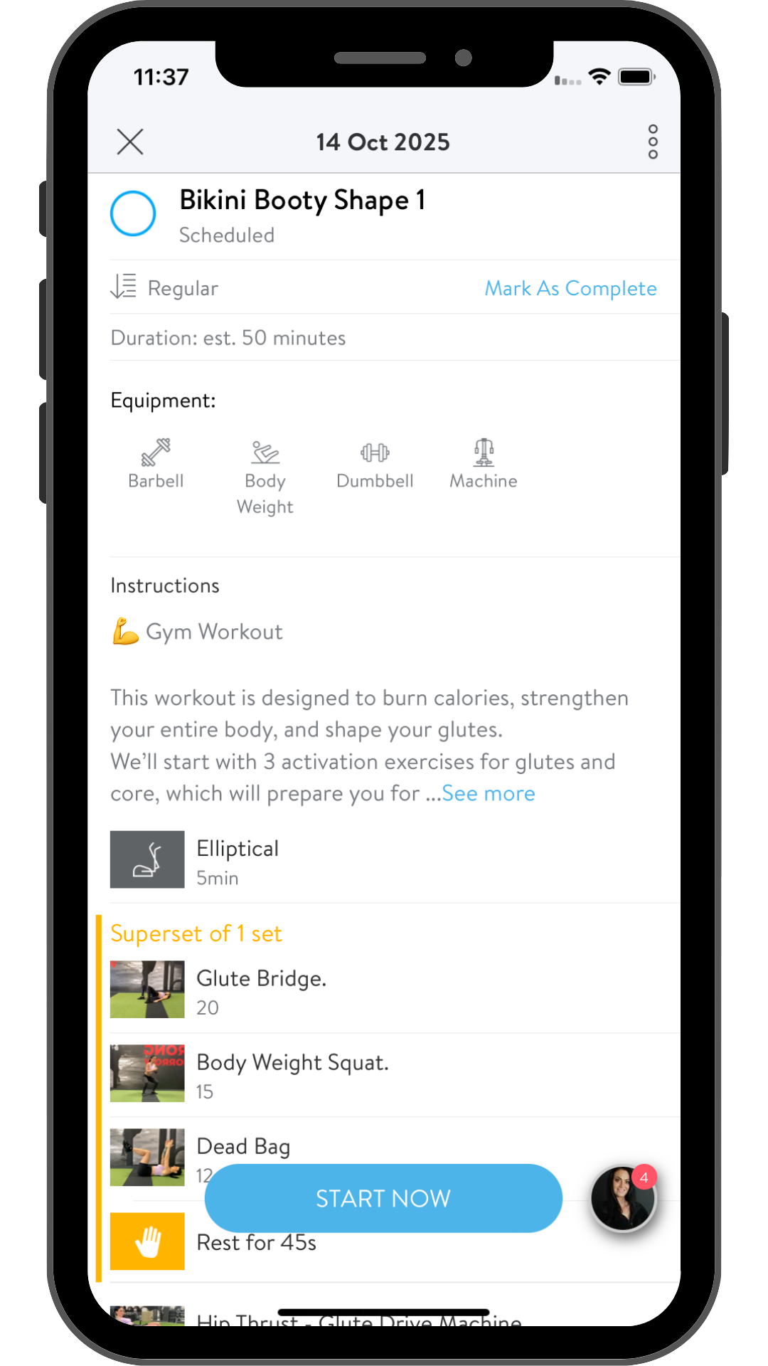 calendar of bikini booty transformation nutrition and training program