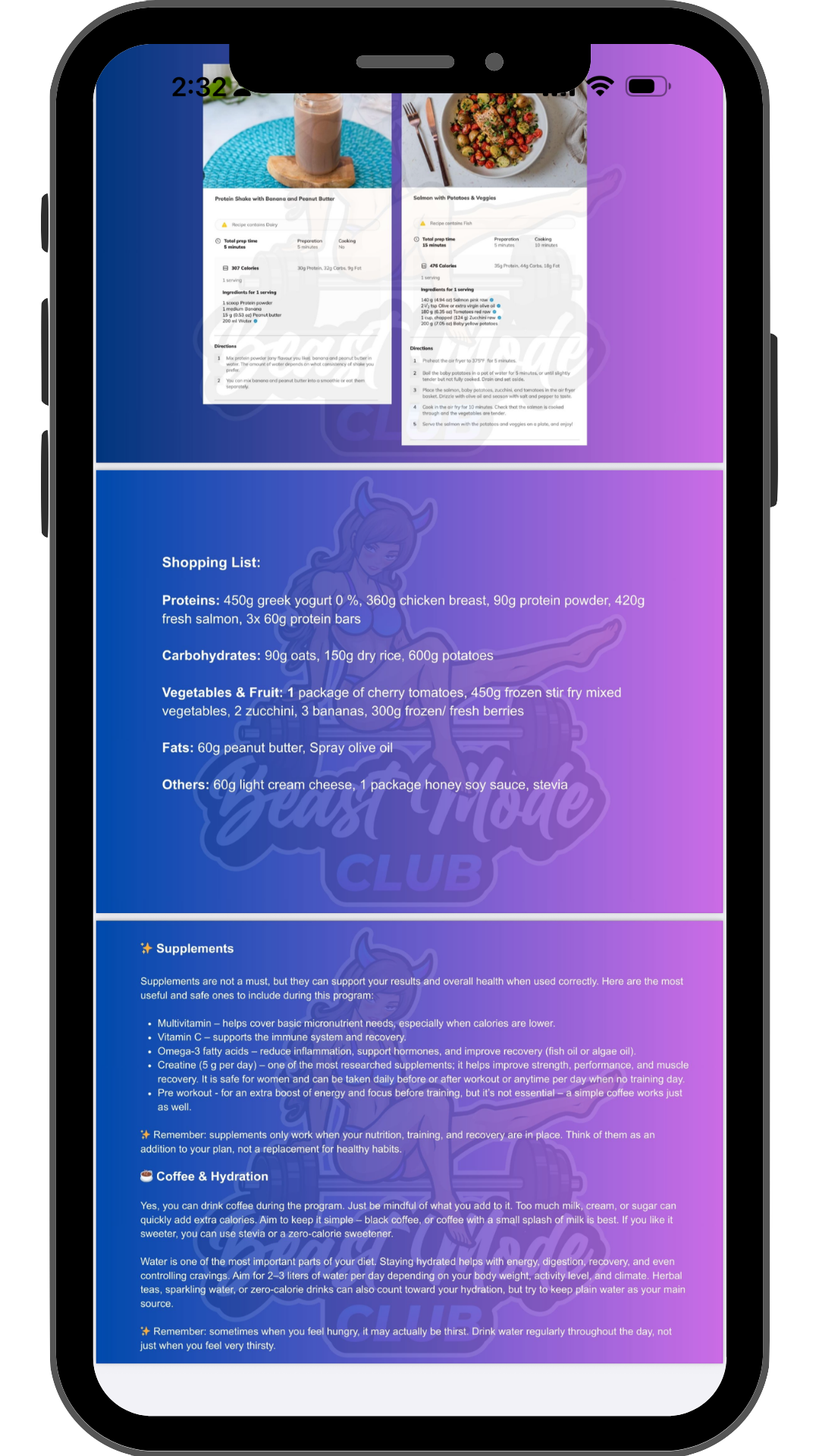 nutrition program in app for women