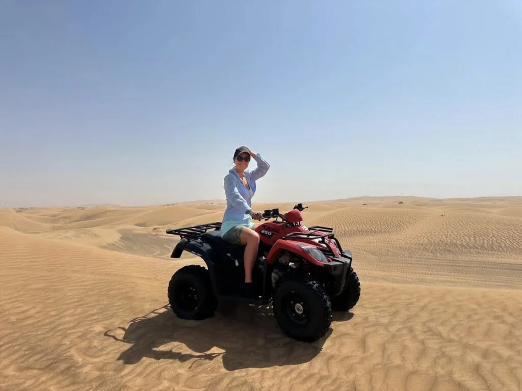 Personal trainer and nutritionist Barbora enjoying Dubai desert
