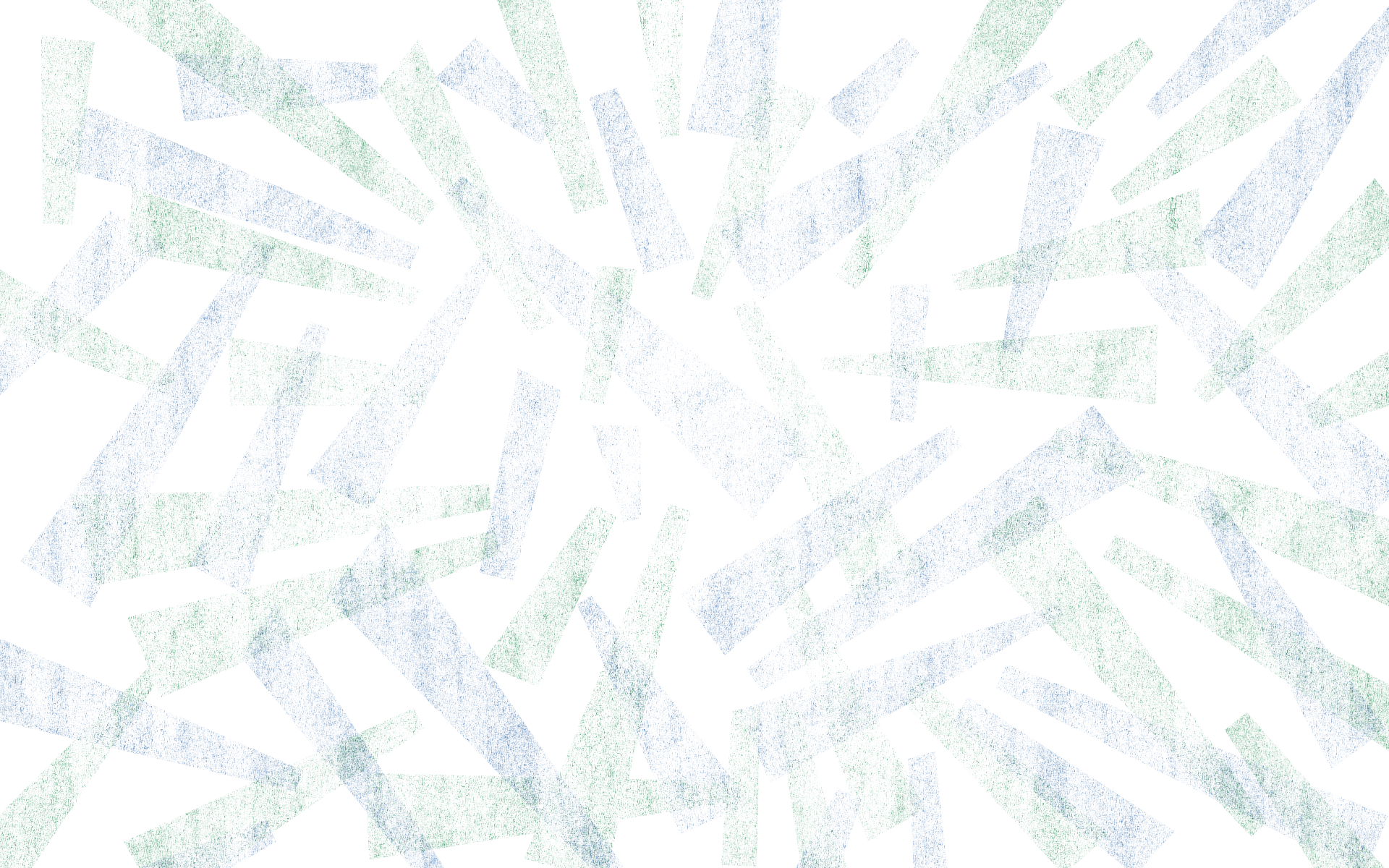 Abstract pattern with scattered geometric shapes in blue, green, and purple hues on a white background.
