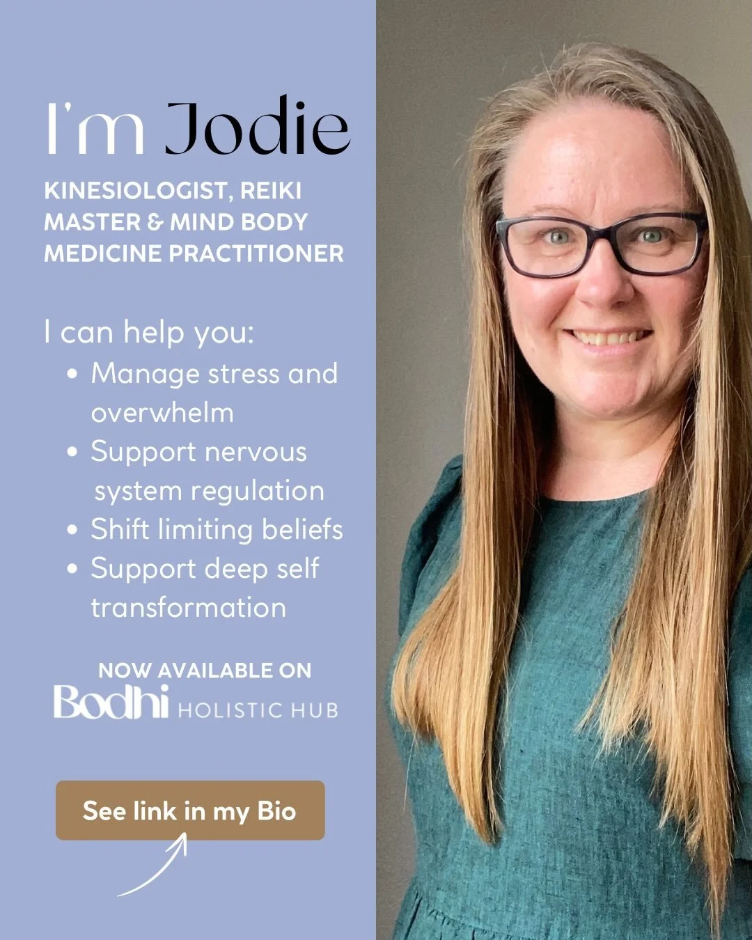 I&rsquo;m excited to be joining Bodhi Holistic Hub, a platform that connects you with trusted and vetted holistic practitioners.

My work focuses on supporting nervous system regulation, managing stress and overwhelm, shifting limiting beliefs and su