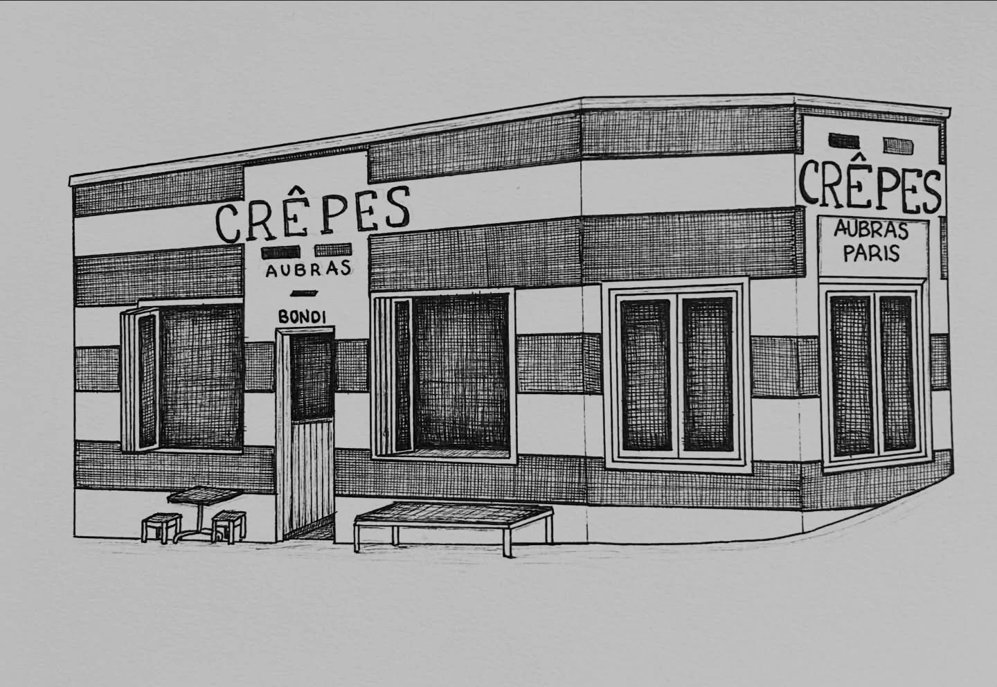 📍Bondi Beach
The best crepes on the coast!

#bondibeach #penart #architecturalillustration #architecturaldrawing #buildingillustration