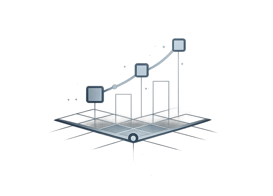 A digital graph with a rising trend, featuring bar charts and a line graph over a dark background.