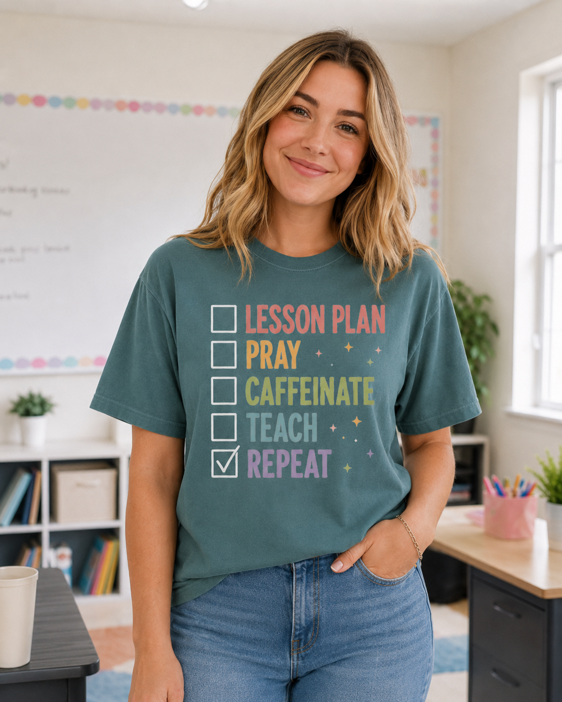 Lesson Plan, Pray, Caffeinate, Teach, Repeat Tee