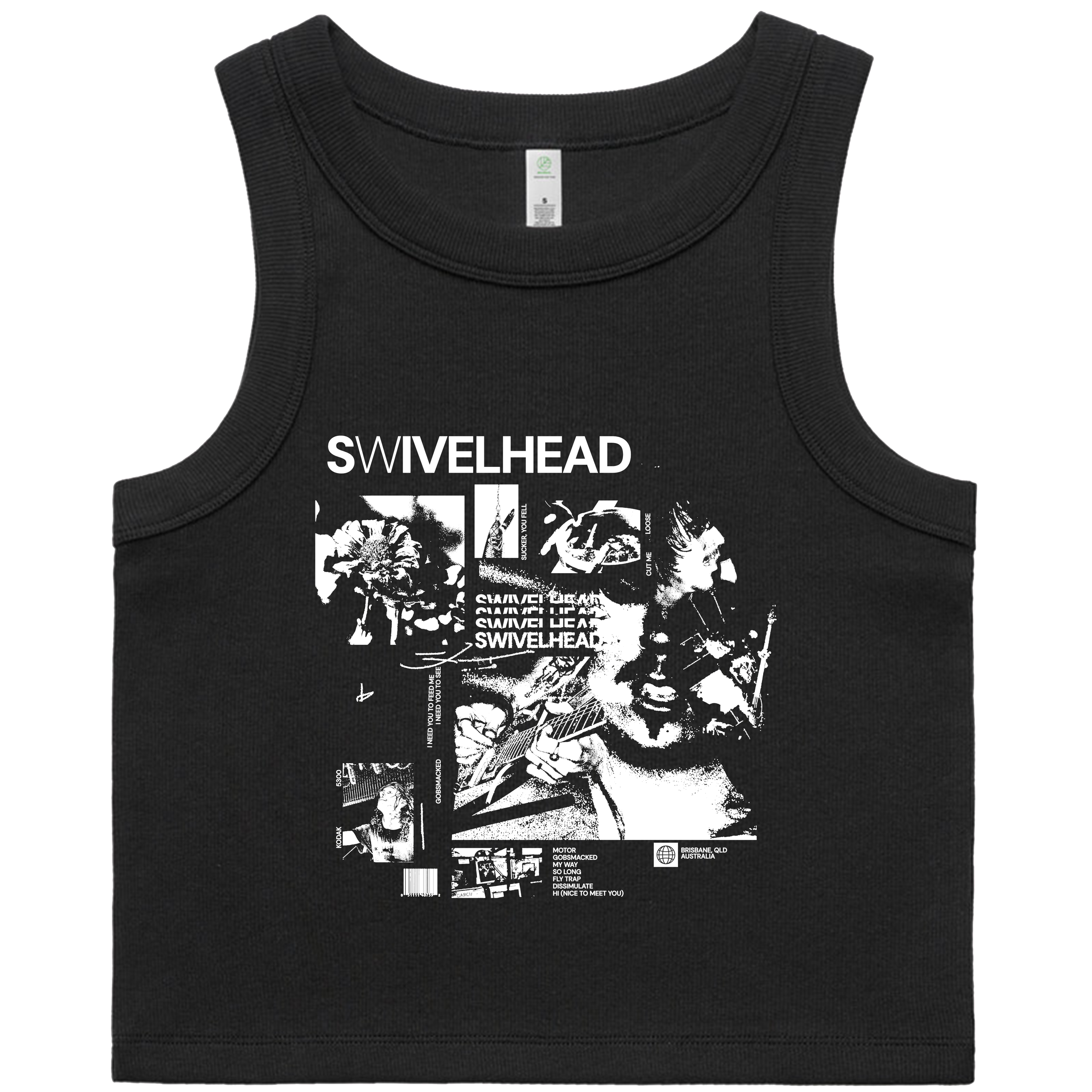 SWIVELHEAD Womens Black Cropped Tank (Pre-Order)