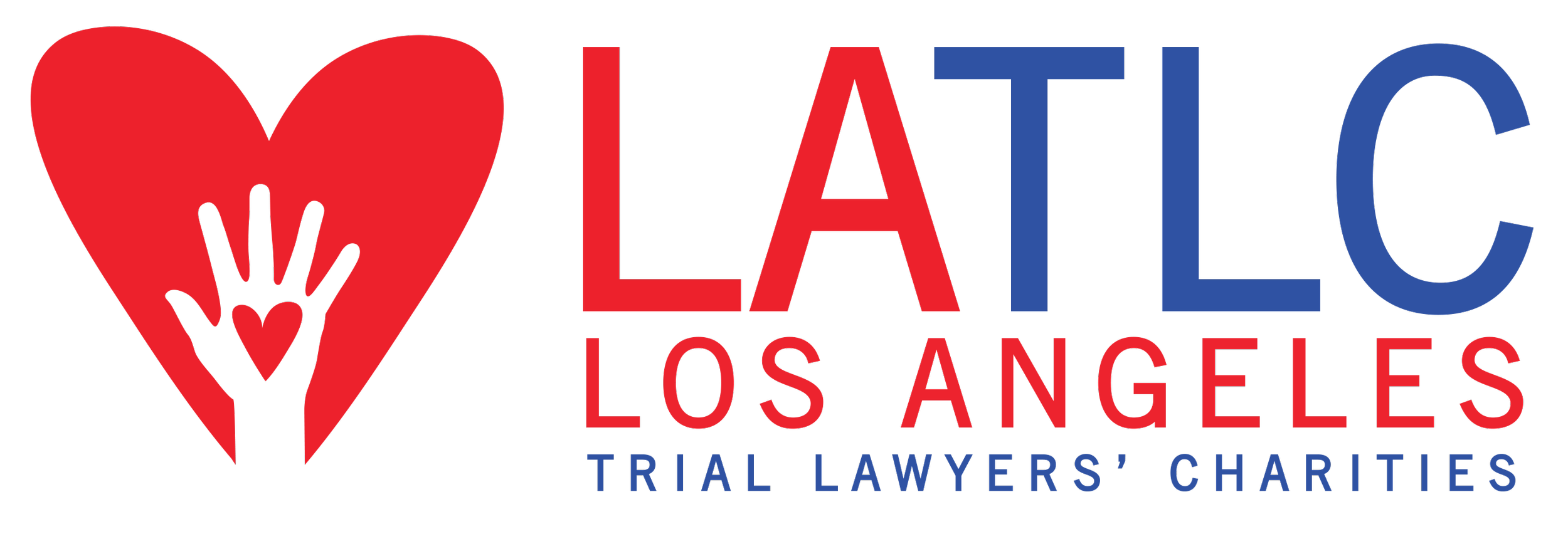Logo of I Heart LA Los Angeles Trial Lawyers' Charities, featuring a red heart with a black hand inside, and the text 'I Heart LA Los Angeles Trial Lawyers' Charities' in red and blue fonts.