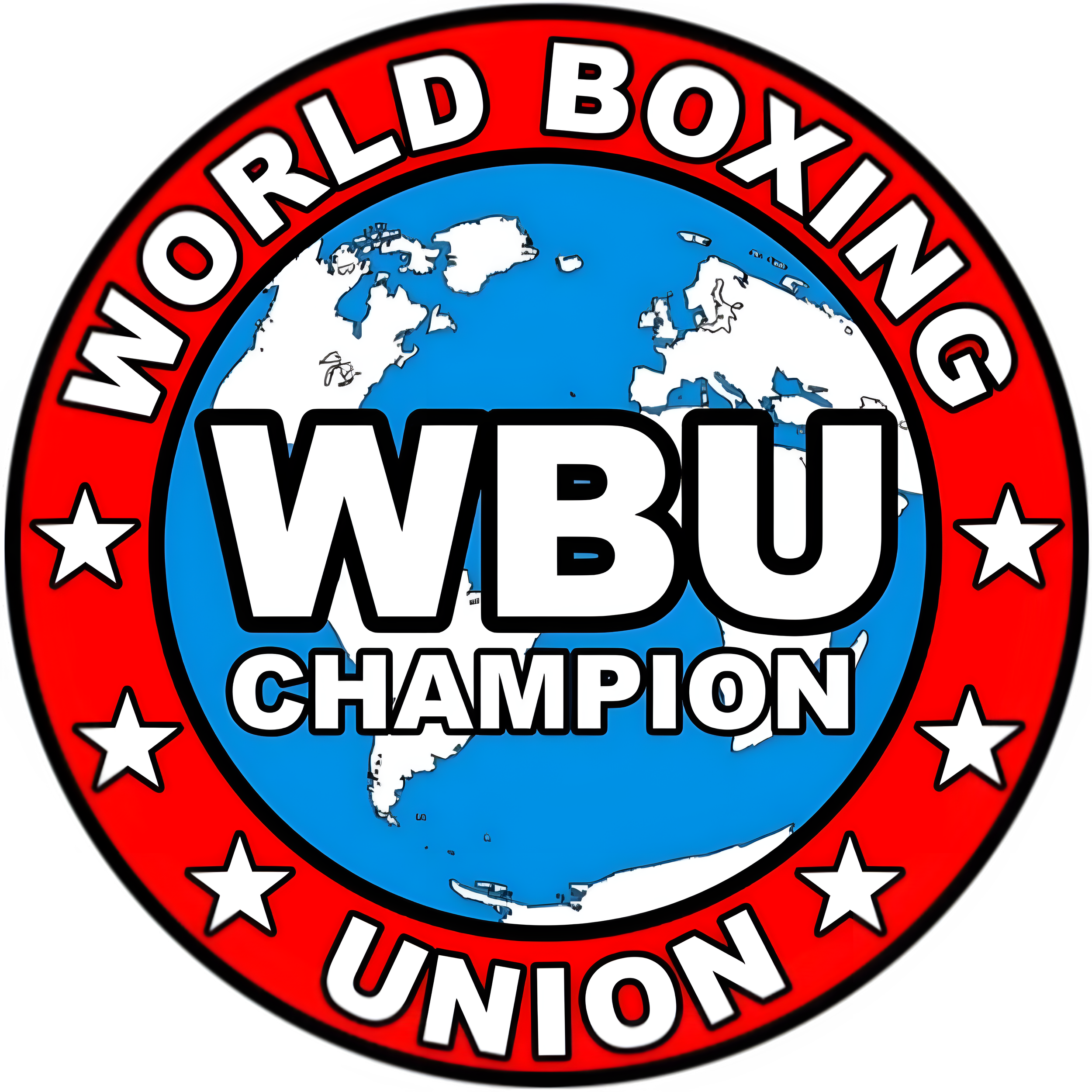 WBU World Boxing Union Champion logo with a globe in the background and red, black, and white colors.