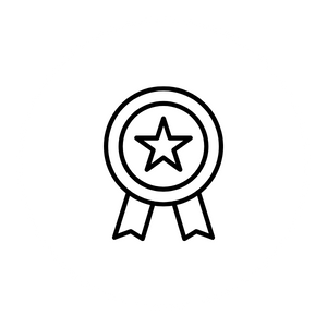 Icon of a prize ribbon with a star in the center, symbolizing achievement or award.