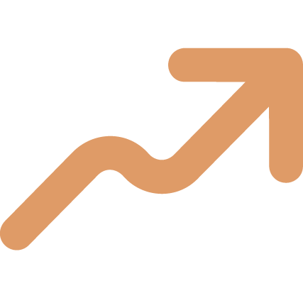 A rising arrow with a squiggly line, indicating growth or increase.