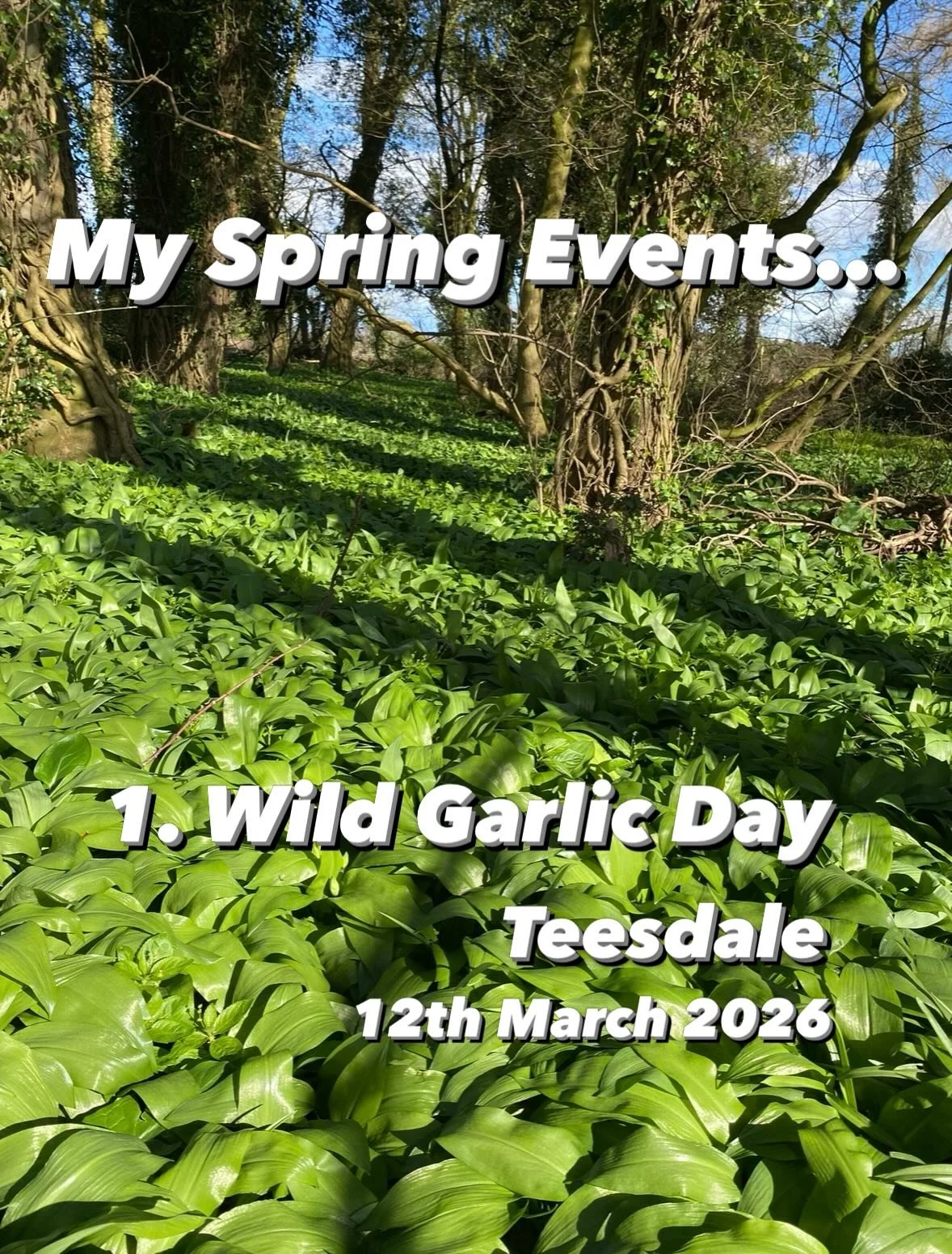 Get your diary! These are the foodie events I&rsquo;m cooking &amp; hosting this Spring &lsquo;26. 

Do contact me for more details, or to book.

My new website is coming really soon:

1. Wild Garlic &amp; Cooking Day, 12th March 2026 with @sarahnels