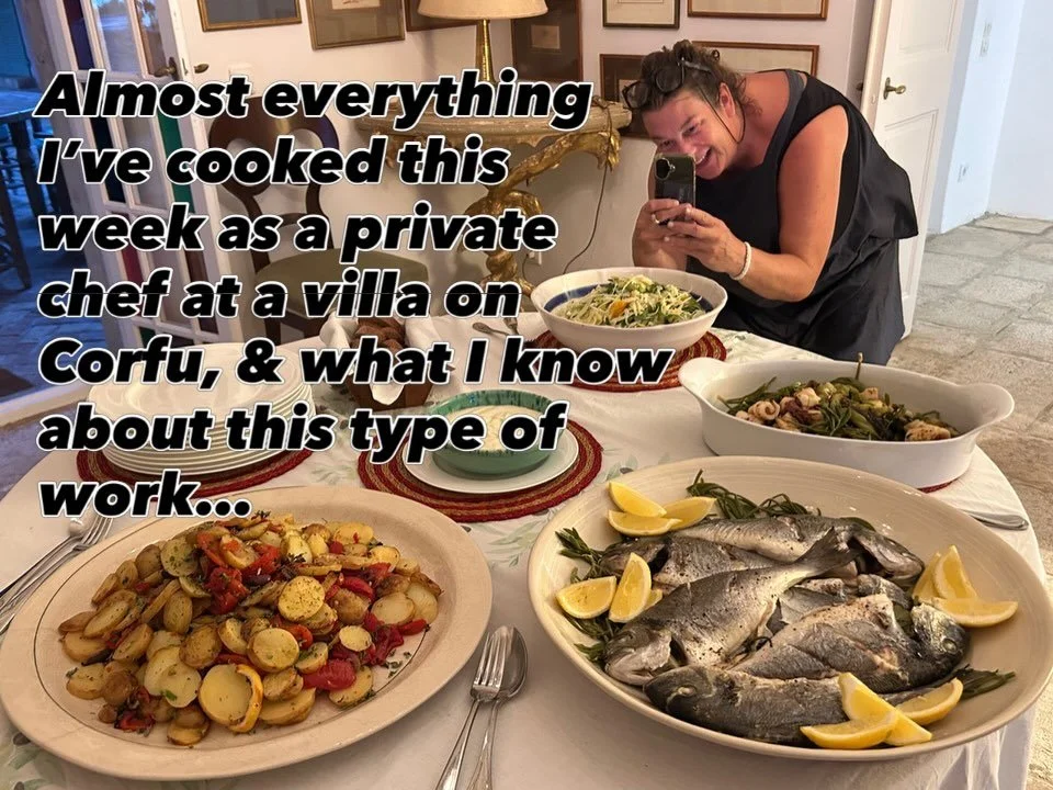 The things I know about villa cooking for clients in August on Corfu&hellip;without any &lsquo;kinda chic&rsquo; or &lsquo;yellow text&rsquo; bs :)