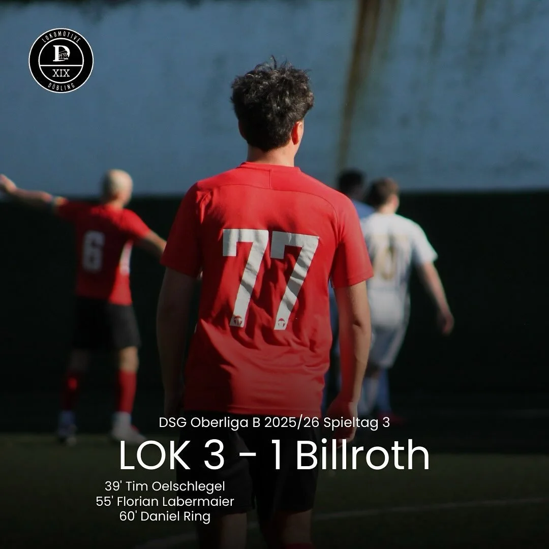 Liebe Fan-Gemeinde! Wir schulden euch noch 2 Spielberichte! Hier, der Erfreulichere zuerst&hellip;

Erster Saisonsieg f&uuml;r die LOK! +3️⃣

An einem sp&auml;tsommerlichen Nachmittag trafen die D&ouml;blinger auf die Platzgenossen von @fcbillroth 
V