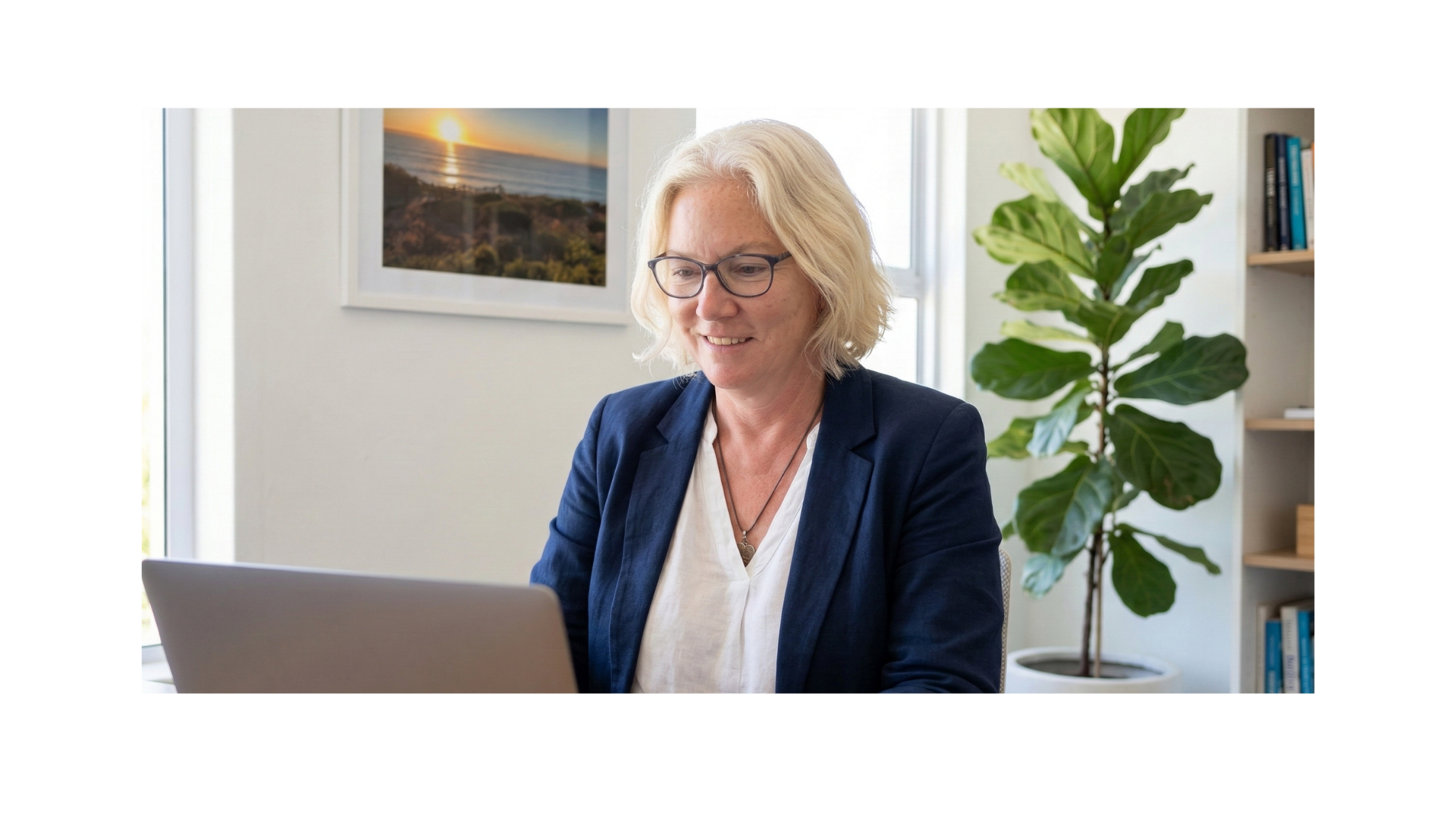 AI generated image of person sitting in front of a laptop reading a privacy policy