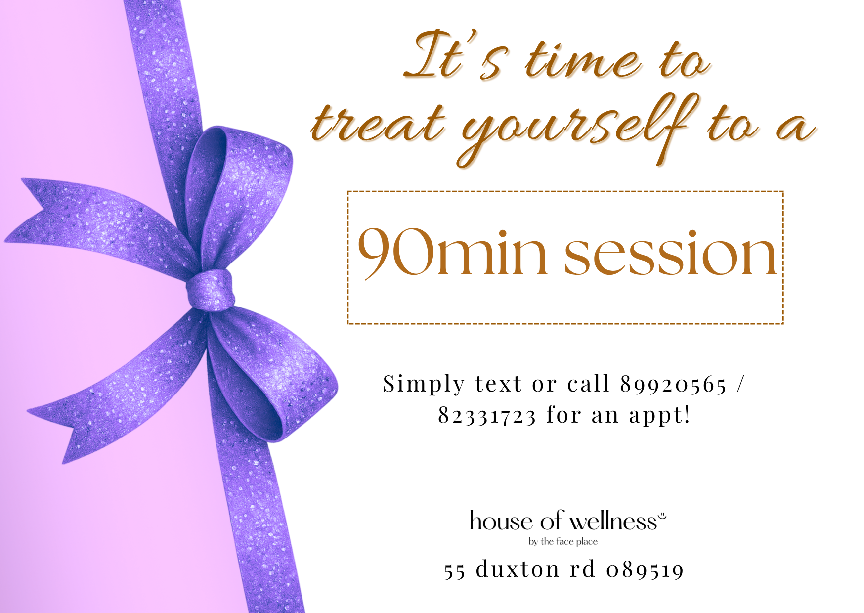 90min Ideal balance of skinwork and relaxation