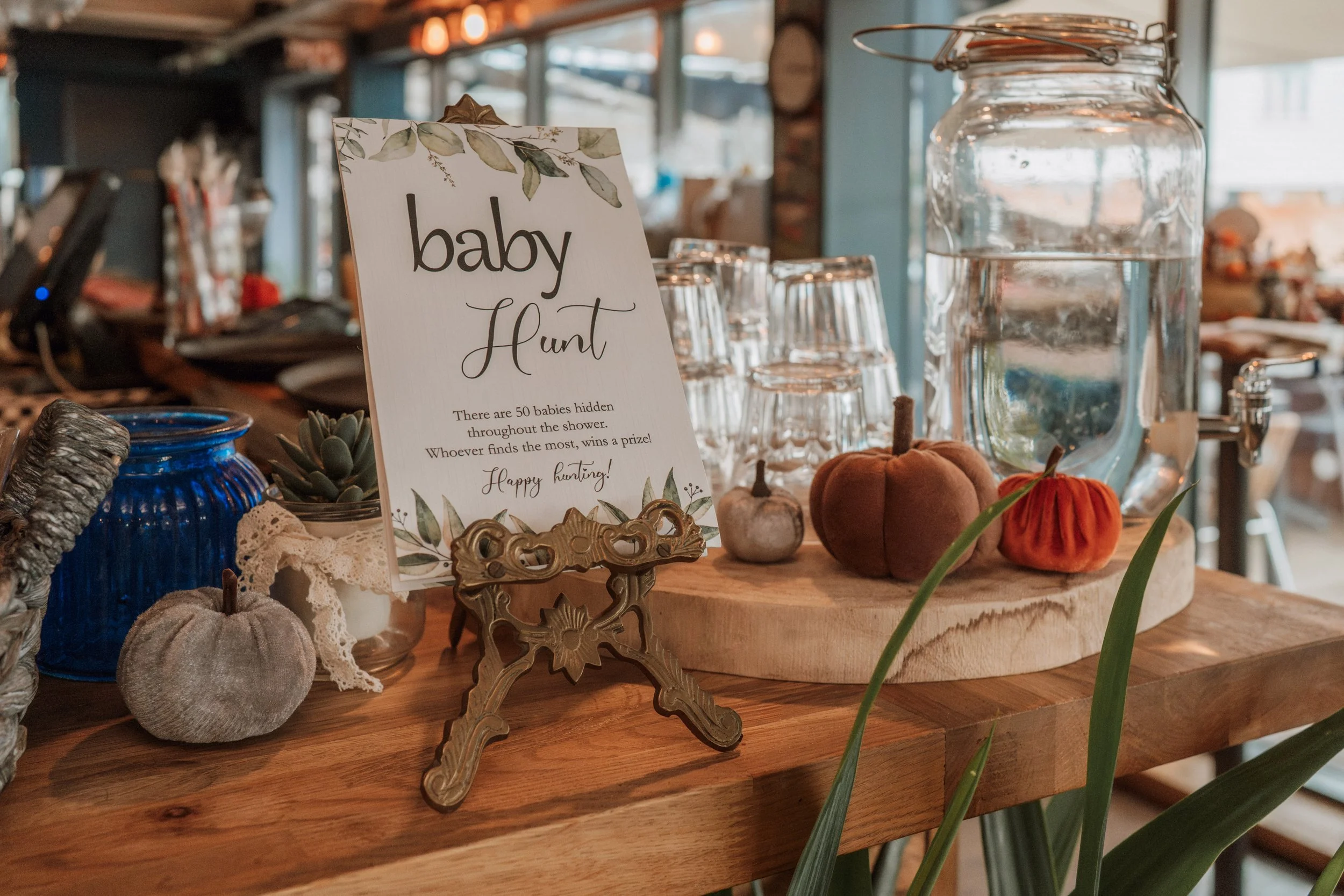 Baby shower event photography at The Boathouse in Woodbridge, Suffolk, capturing styled details and décor, photographed by Gemma Wythe Photography.