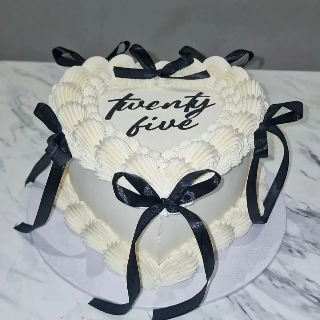 Black & White Heart Cake