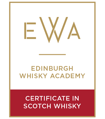 Certificate in Scotch Whisky from Edinburgh Whisky Academy with the initials 'E W A' at the top.