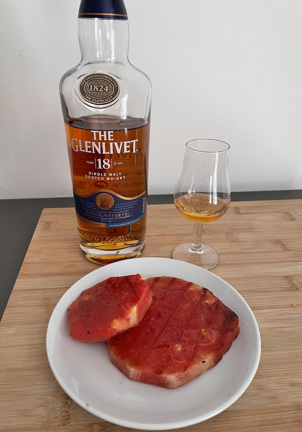 Grilled watermelon with whisky