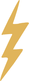 A gold lightning bolt on a black background