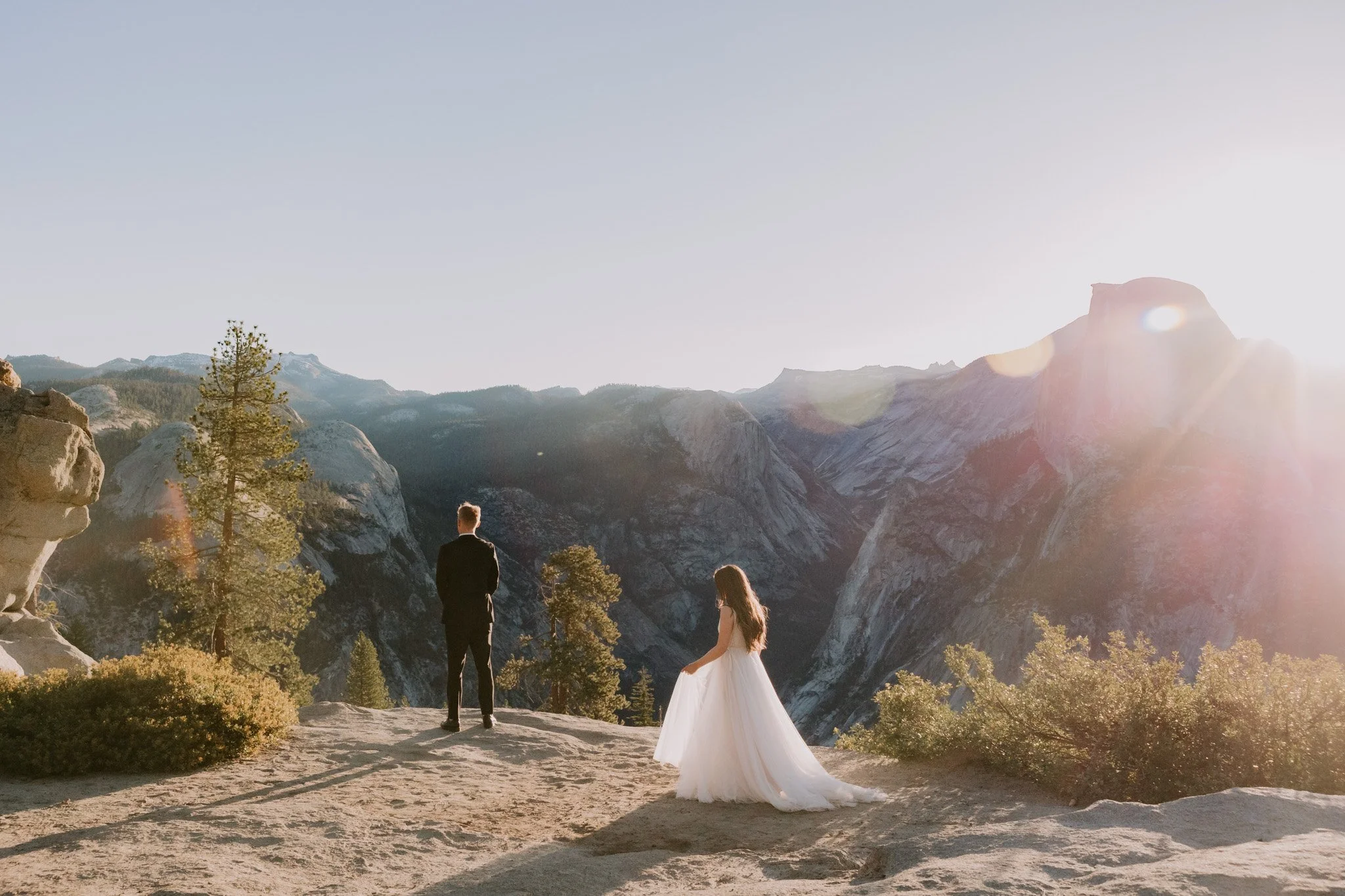 Elopement sunrise first look at Glacier Point in Yosemite National Park