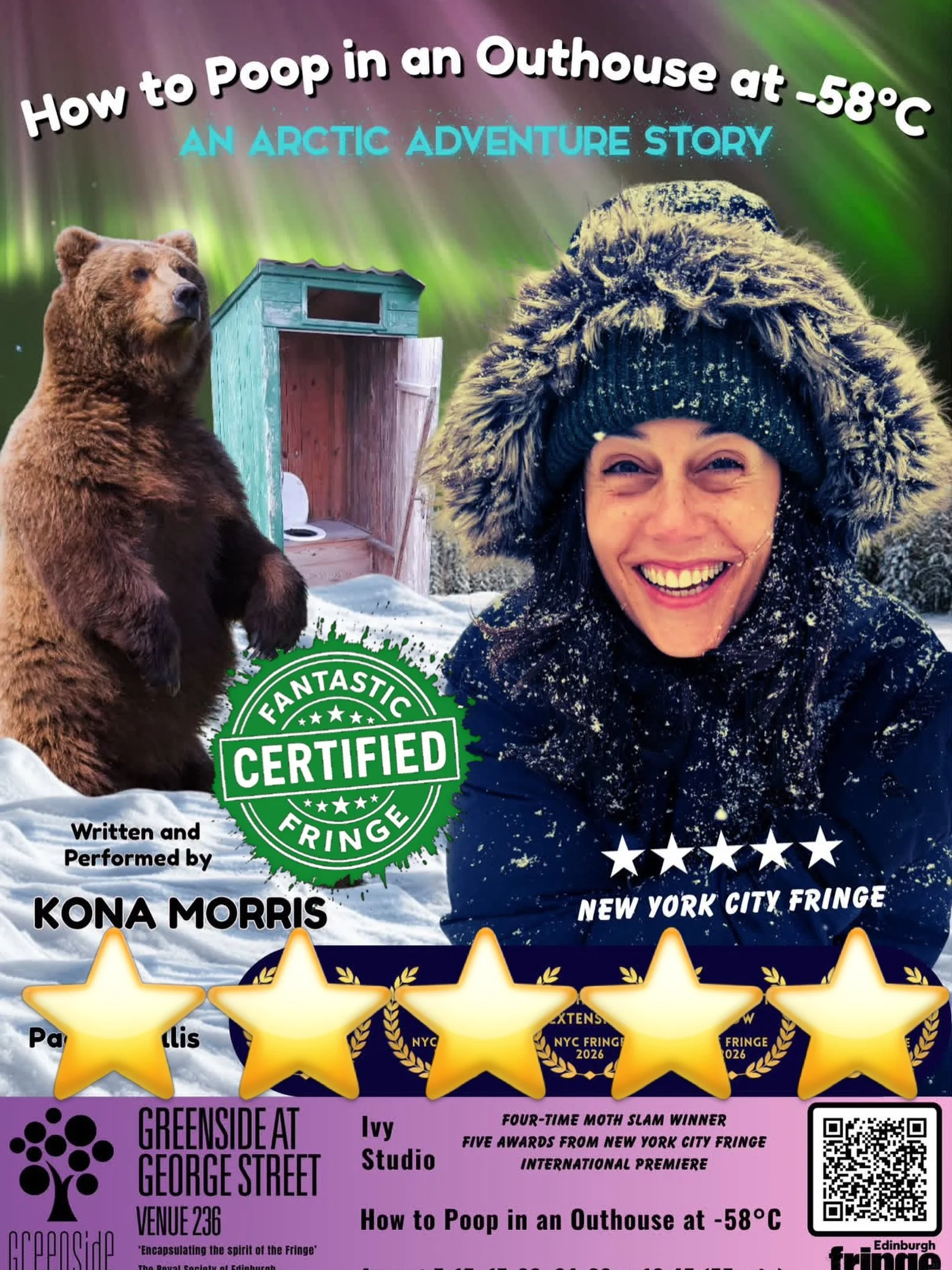 I&rsquo;ve been to a lot of one-person shows this year at Fringe, but this is the first that I truly felt has been a storytelling experience rather than a solo theatrical show.

Kona Morris has a couple of props on stage to aid her story, but we are 