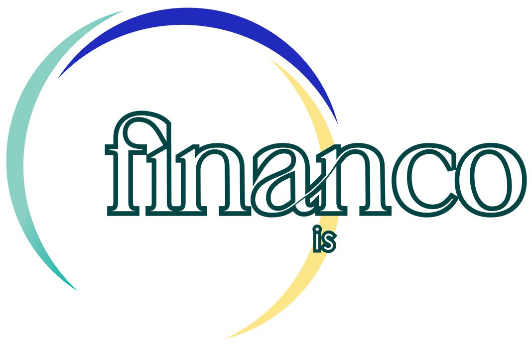 Logo met de tekst 'financo is' en kleurrijke cirkels eromheen.
