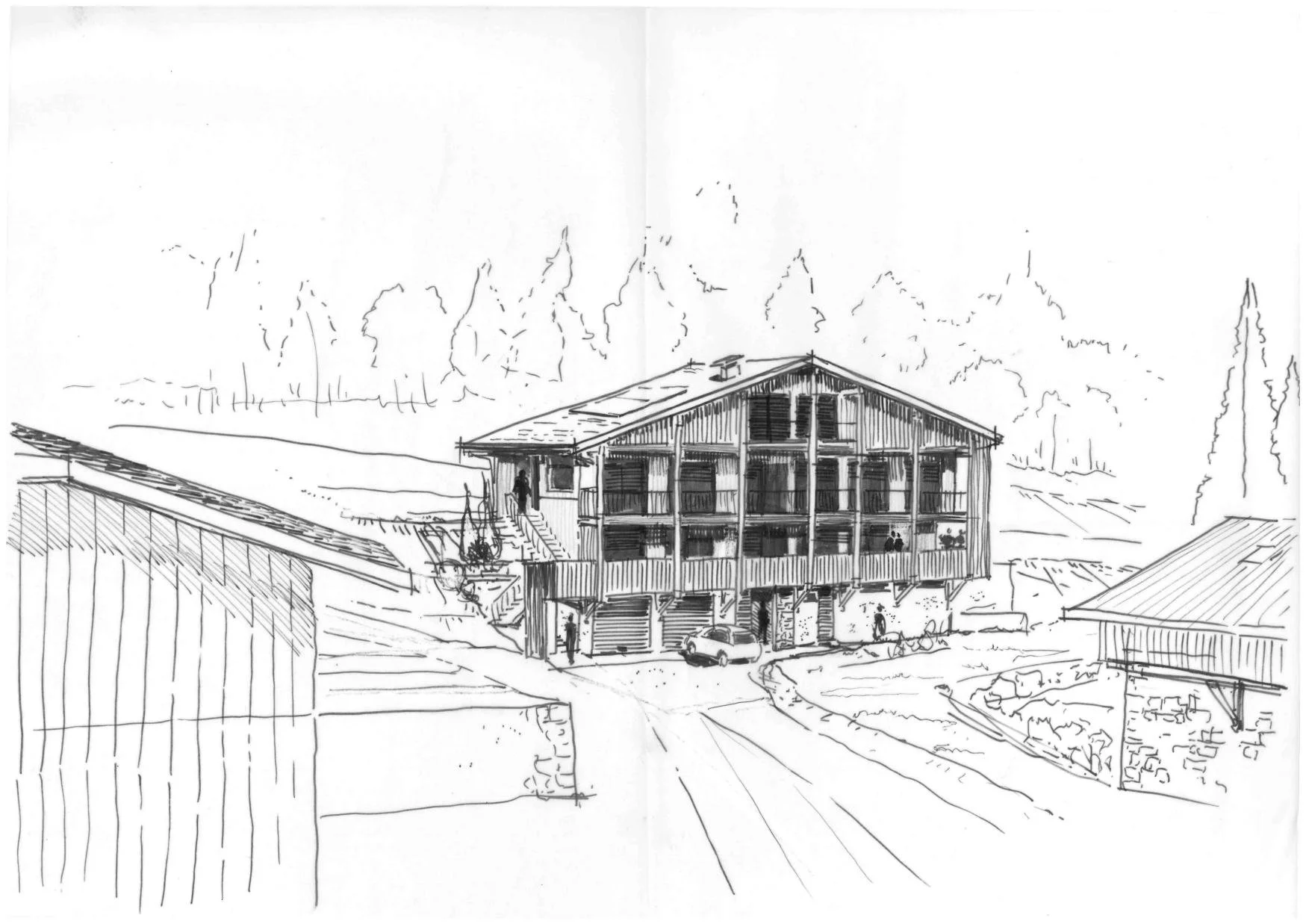 Croquis de projet d’architecture intérieure sur mesure à Lyon
