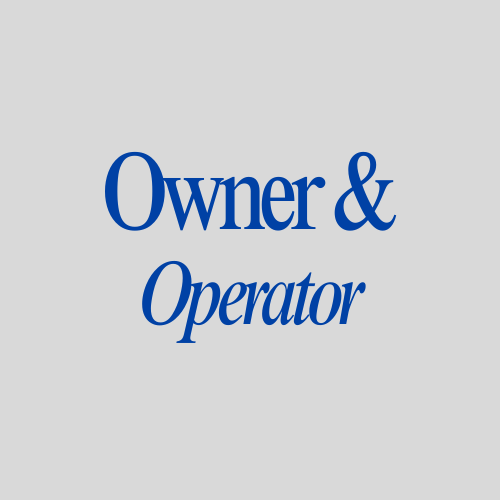 Text that says "Owner & Operator" in blue font on a gray background.